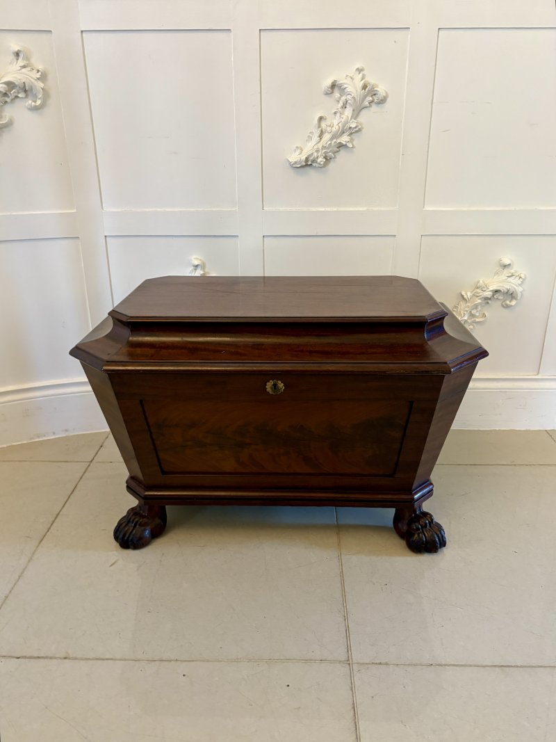 Antique Regency Quality Figured Mahogany Freestanding Wine Cooler